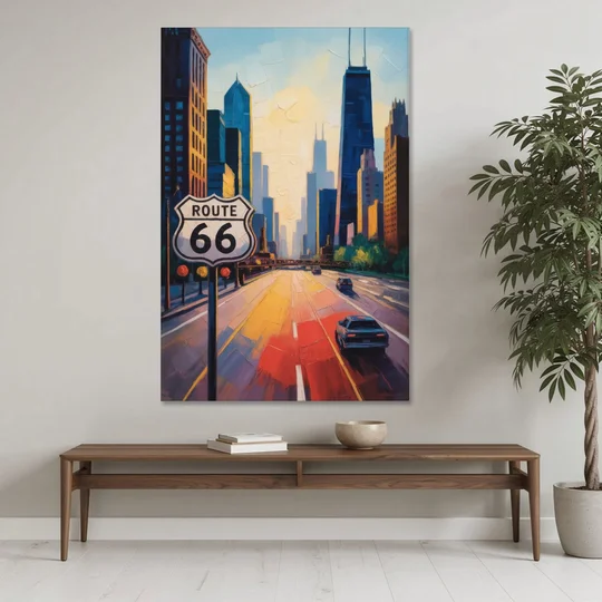 Chicago Route 66 Begins Here - Canvas Wall Art - Coffee Table - 40x60