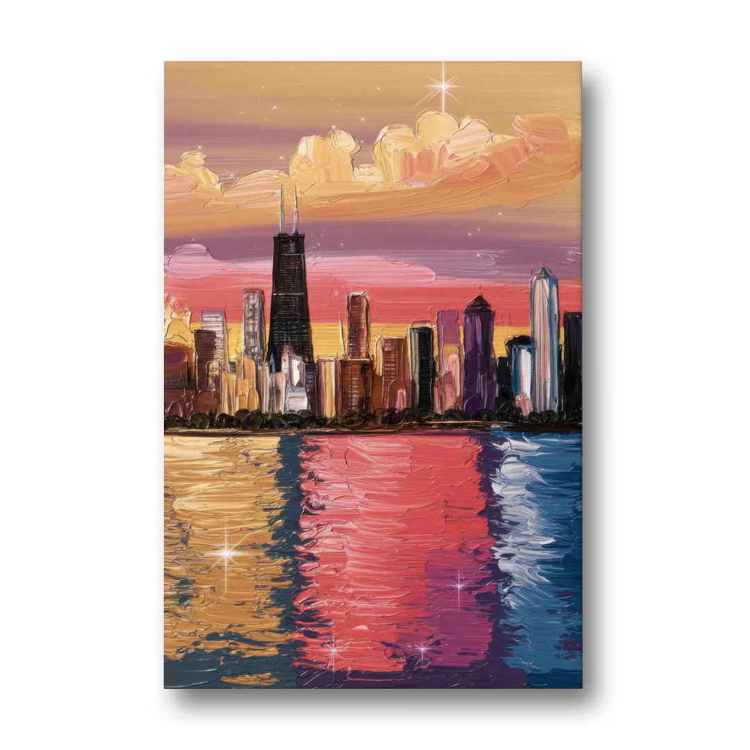 Chicago Skyline Reflections - Canvas Wall Art - Front