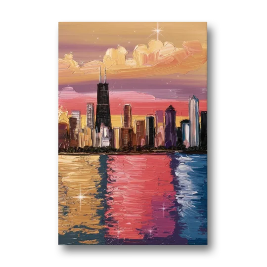 Chicago Skyline Reflections - Canvas Wall Art - Front