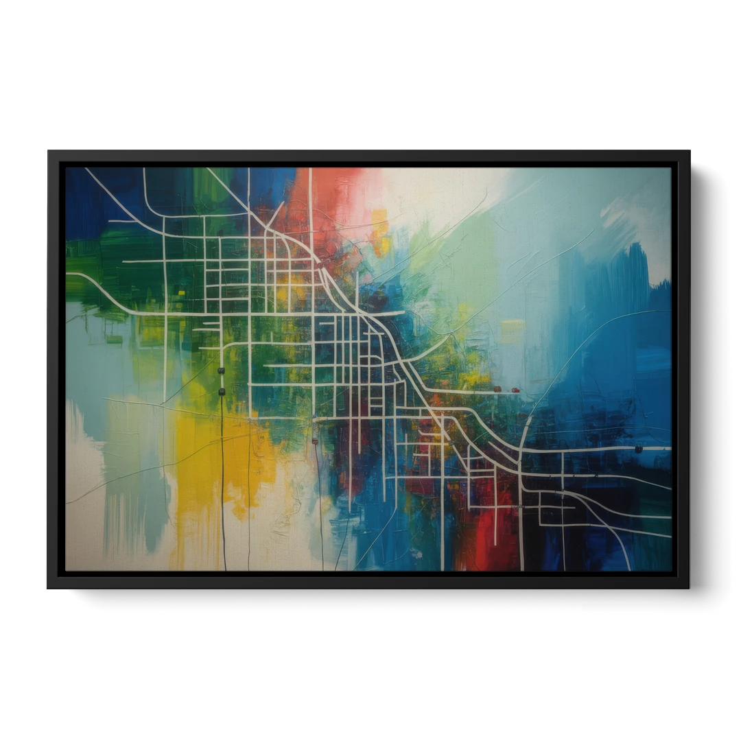 Chicago Street Names Typography - Black Framed Canvas Wall Art - Front
