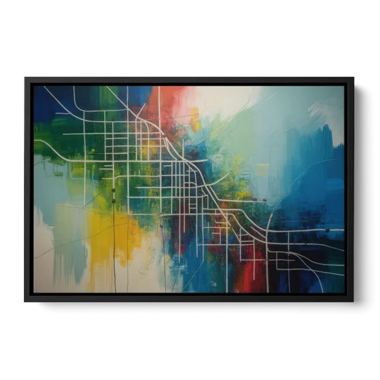 Chicago Street Names Typography - Black Framed Canvas Wall Art - Front