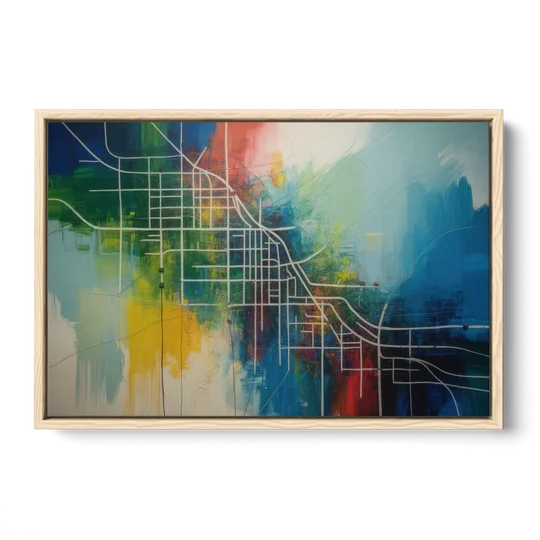 Chicago Street Names Typography - Oak Framed Canvas Wall Art - Front
