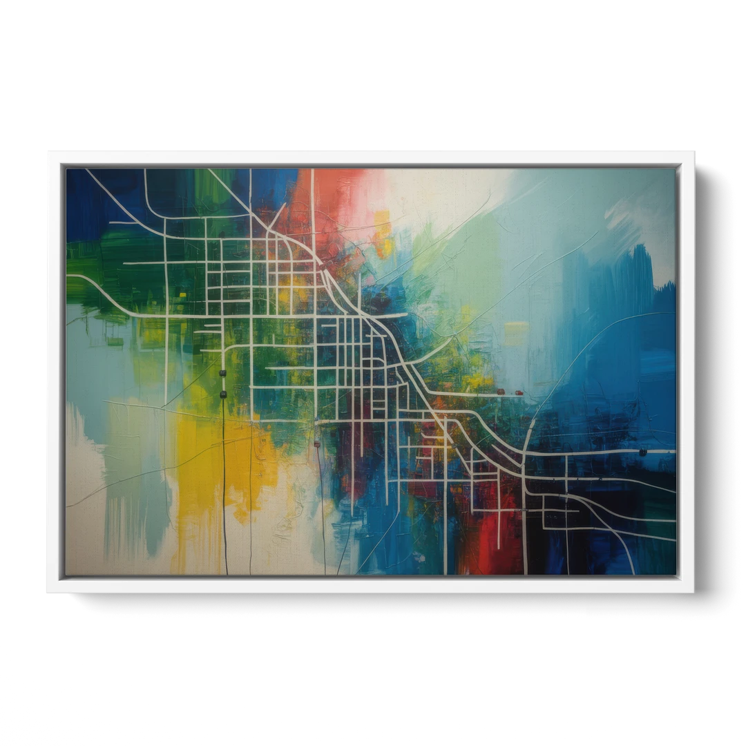 Chicago Street Names Typography - White Framed Canvas Wall Art - Front