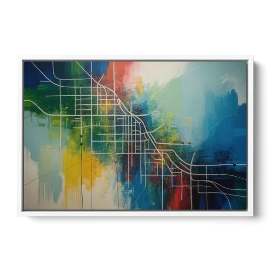 Chicago Street Names Typography - White Framed Canvas Wall Art - Front