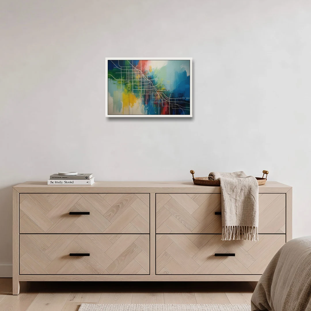 Chicago Street Names Typography - White Framed Canvas Wall Art - Coffee Table - 24x16