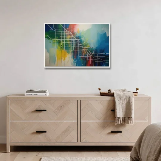 Chicago Street Names Typography - White Framed Canvas Wall Art - Coffee Table - 36x24