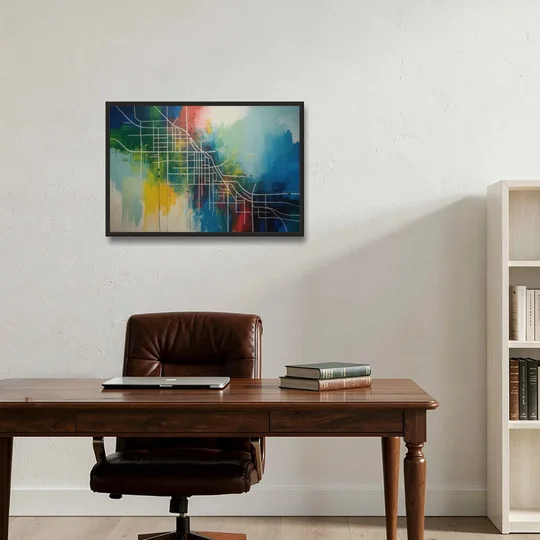 Chicago Street Names Typography - Black Framed Canvas Wall Art - Office - 30x20