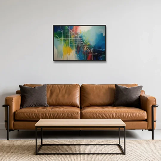 Chicago Street Names Typography - Black Framed Canvas Wall Art - Sofa - 30x20