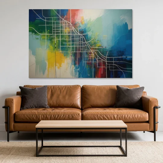 Chicago Street Names Typography - Canvas Wall Art - Sofa - 60x40