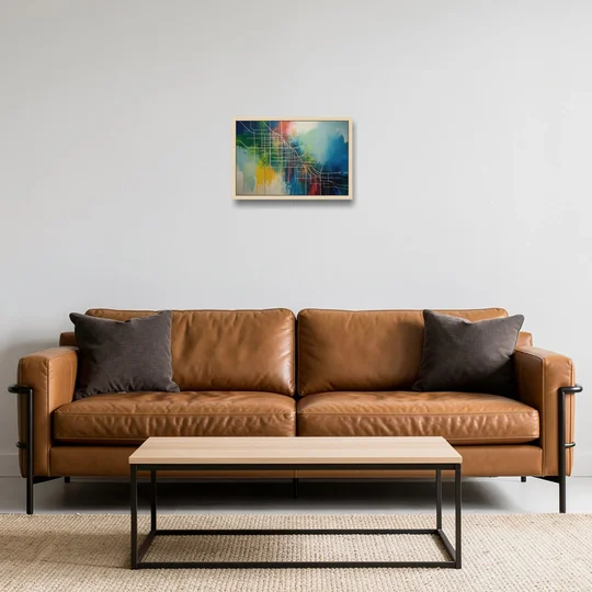 Chicago Street Names Typography - Oak Framed Canvas Wall Art - Sofa - 18x12