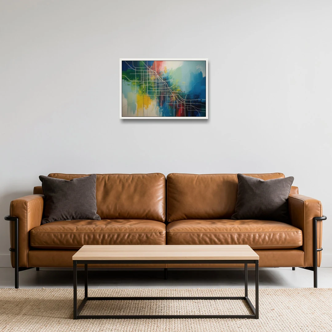 Chicago Street Names Typography - White Framed Canvas Wall Art - Sofa - 24x16