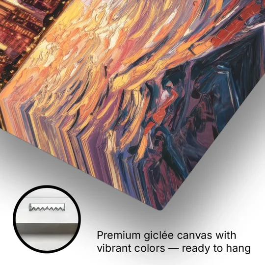 Chicago Sunset Over the Lake - Canvas Wall Art - Gallery Wrap Corner