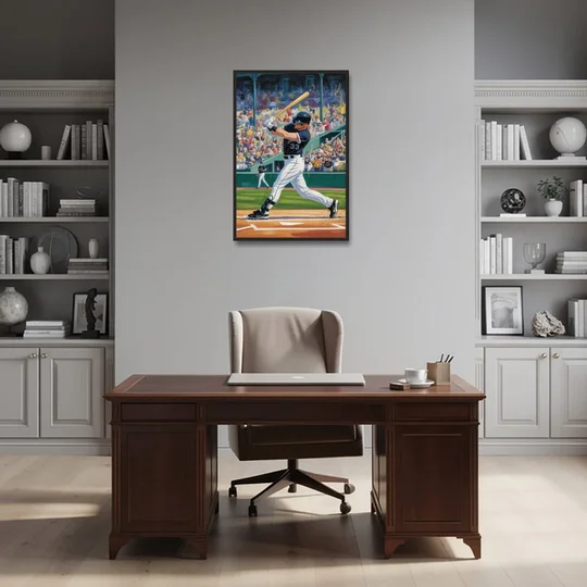 Chicago White Sox Grand Slam - Black Framed Canvas Wall Art - Office - 24x36