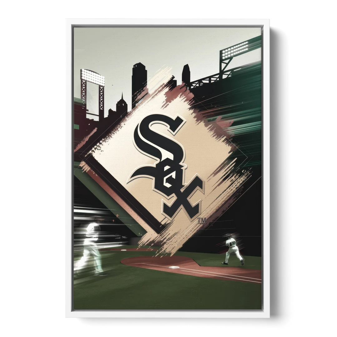 Chicago White Sox Legacy - White Framed Canvas Wall Art - Front