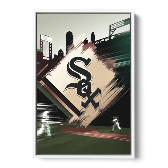 Chicago White Sox Legacy - White Framed Canvas Wall Art - Front