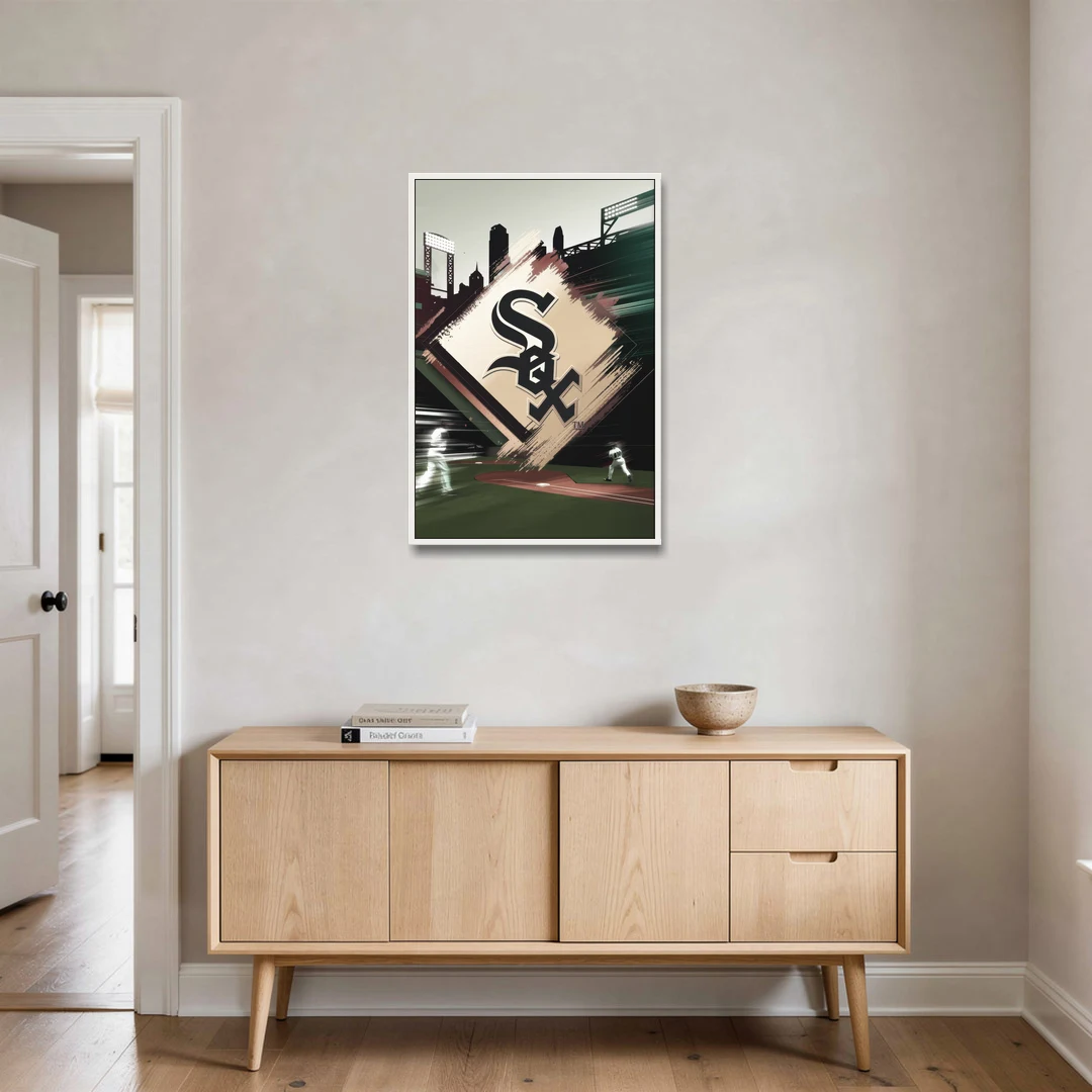Chicago White Sox Legacy - White Framed Canvas Wall Art - Coffee Table - 24x36