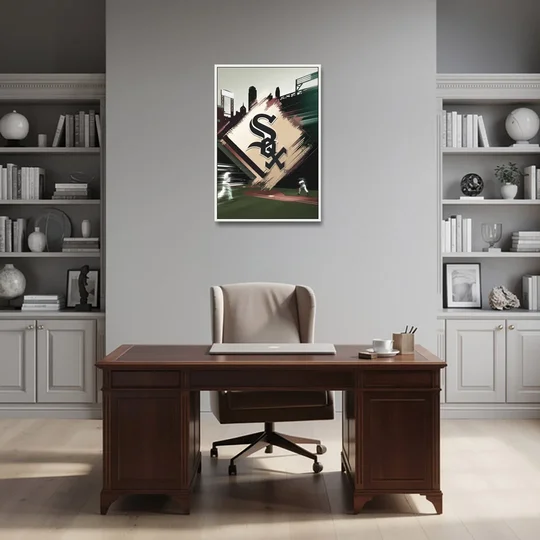 Chicago White Sox Legacy - White Framed Canvas Wall Art - Office - 24x36