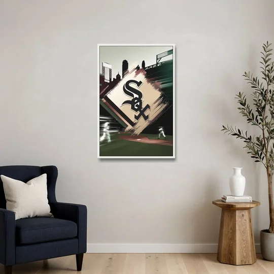 Chicago White Sox Legacy - White Framed Canvas Wall Art - Sofa - 24x36