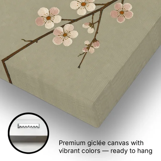 Chinoiserie Wall Art of Crossing Plum Blossom Branches - Canvas Wall Art - Gallery Wrap Corner