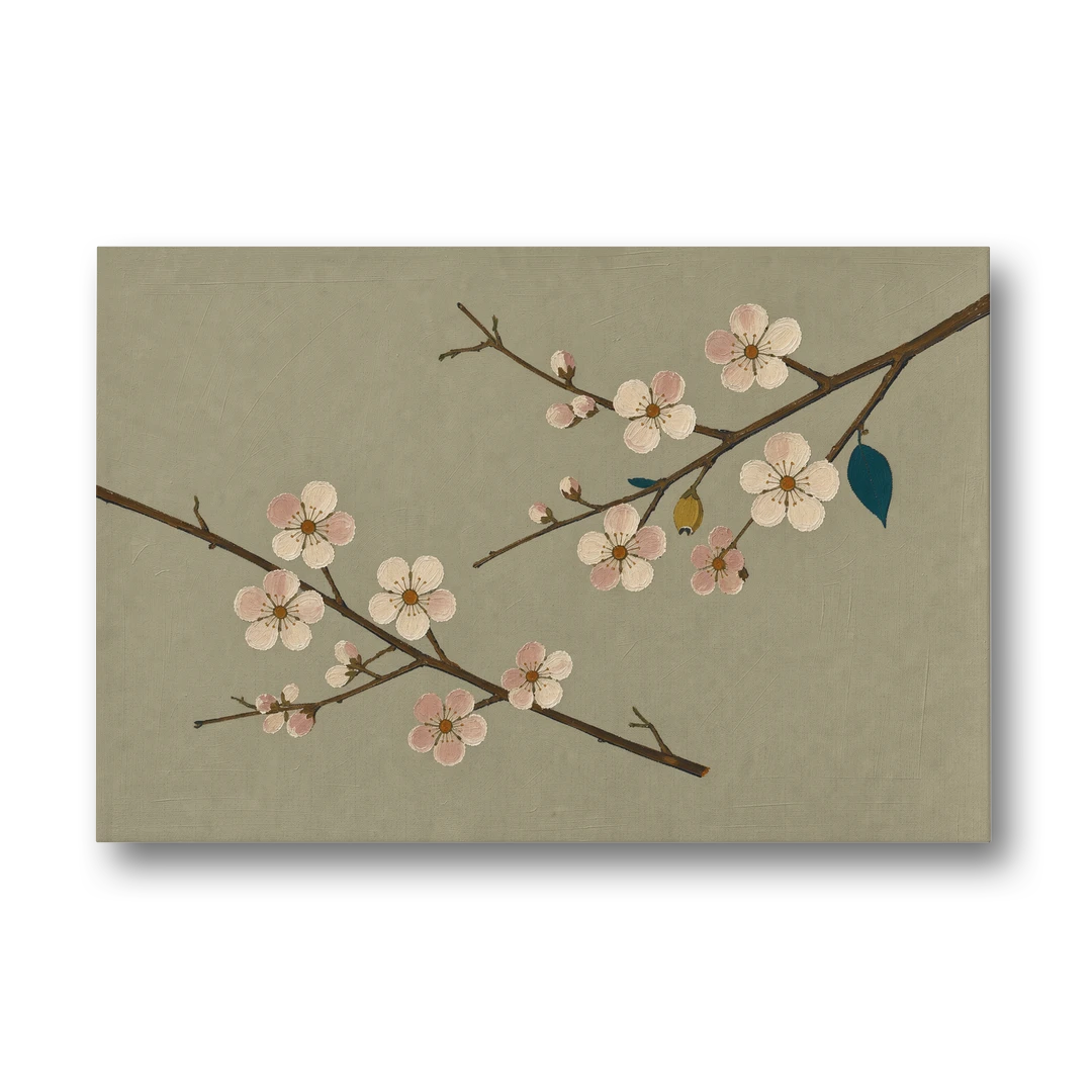 Chinoiserie Wall Art of Crossing Plum Blossom Branches - Canvas Wall Art - Front