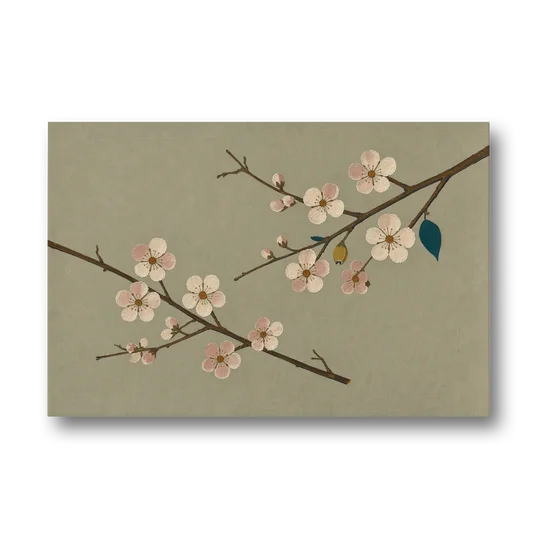 Chinoiserie Wall Art of Crossing Plum Blossom Branches - Canvas Wall Art - Front