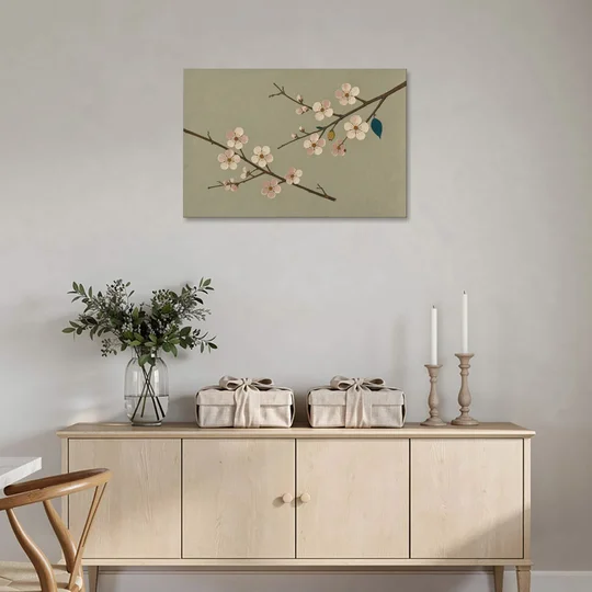 Chinoiserie Wall Art of Crossing Plum Blossom Branches - Canvas Wall Art - Coffee Table - 36x24