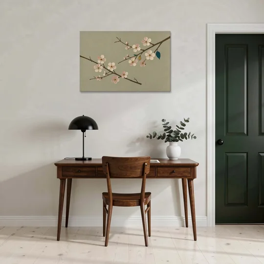 Chinoiserie Wall Art of Crossing Plum Blossom Branches - Canvas Wall Art - Office - 36x24