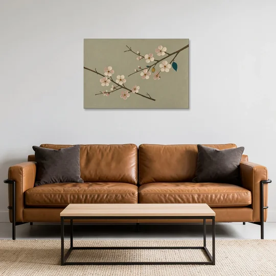 Chinoiserie Wall Art of Crossing Plum Blossom Branches - Canvas Wall Art - Sofa - 36x24