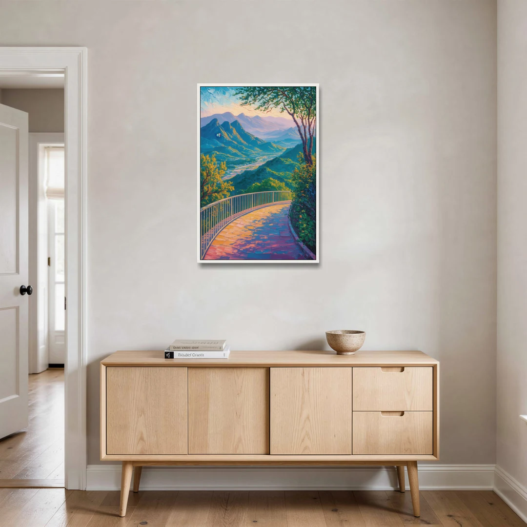 Chipinque Overlook - White Framed Canvas Wall Art - Coffee Table - 24x36