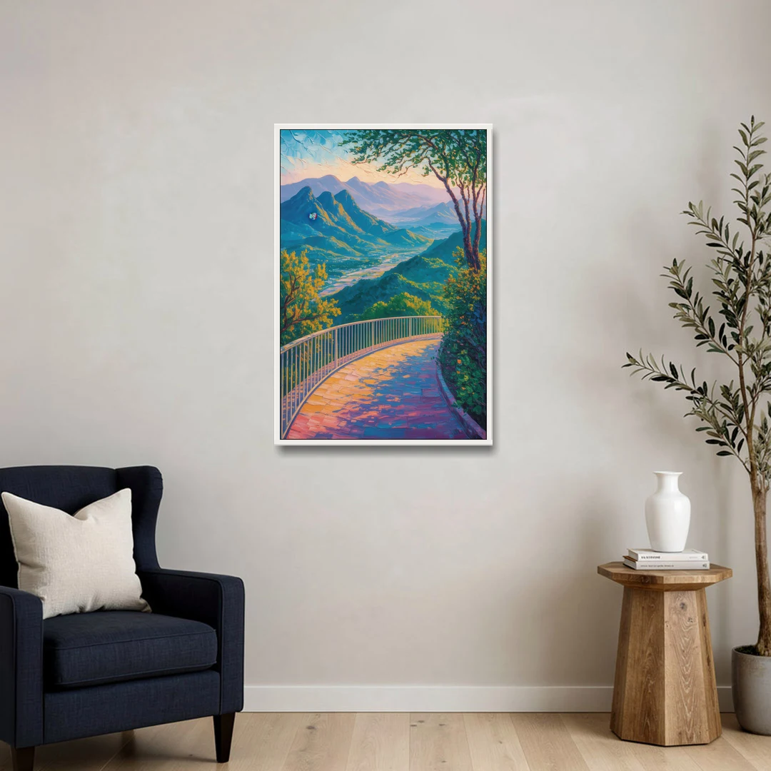 Chipinque Overlook - White Framed Canvas Wall Art - Sofa - 24x36