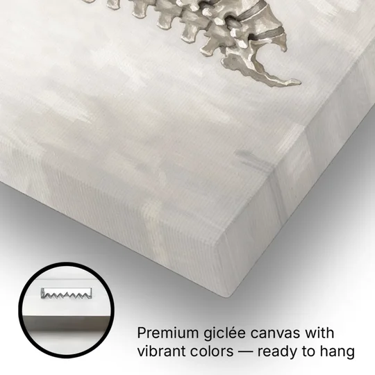 Chiropractic Wall Art of a Spine in Misty Grey - Canvas Wall Art - Gallery Wrap Corner