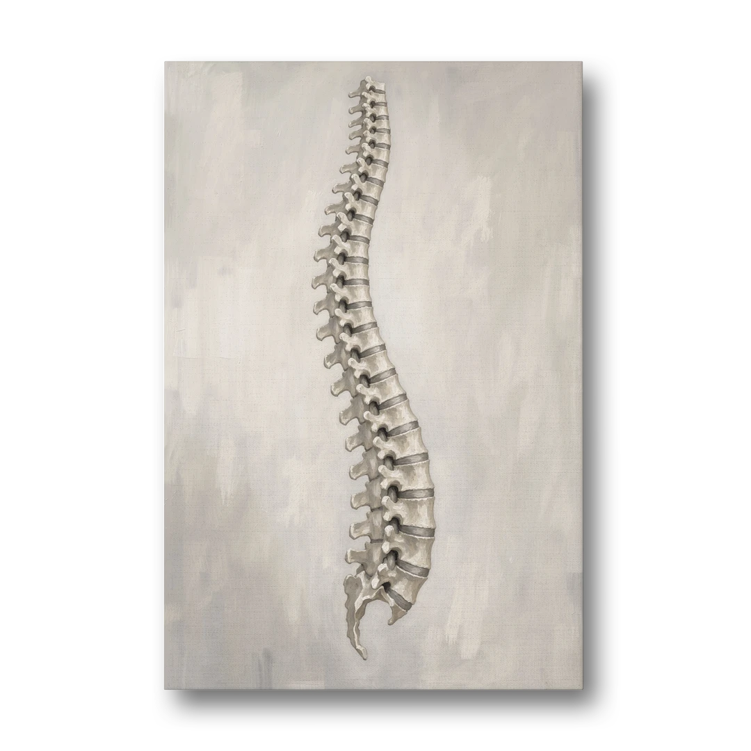 Chiropractic Wall Art of a Spine in Misty Grey - Canvas Wall Art - Front