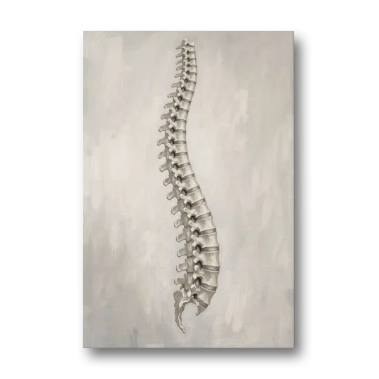 Chiropractic Wall Art of a Spine in Misty Grey - Canvas Wall Art - Front