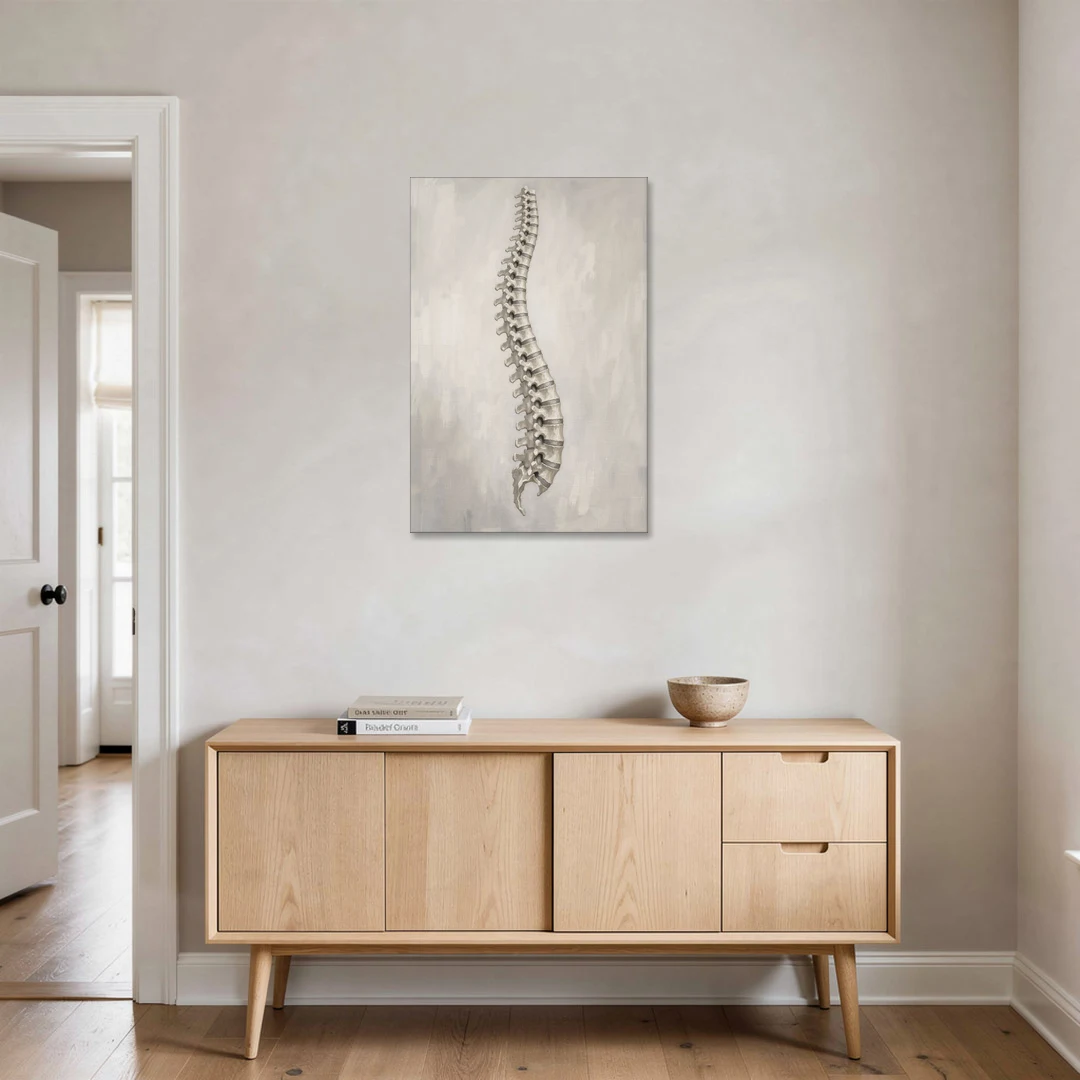 Chiropractic Wall Art of a Spine in Misty Grey - Canvas Wall Art - Coffee Table - 24x36