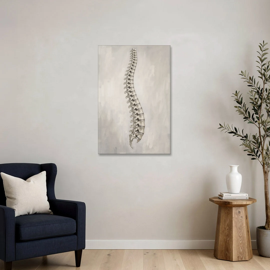 Chiropractic Wall Art of a Spine in Misty Grey - Canvas Wall Art - Sofa - 24x36