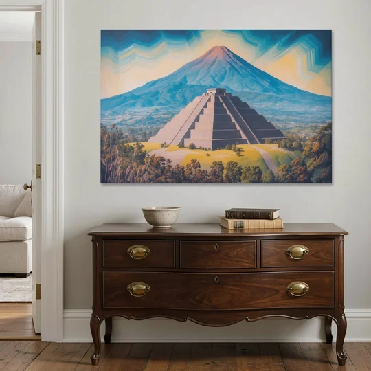 Cholula Pyramid View - Canvas Wall Art - Coffee Table - 60x40