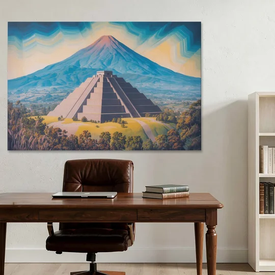 Cholula Pyramid View - Canvas Wall Art - Office - 60x40