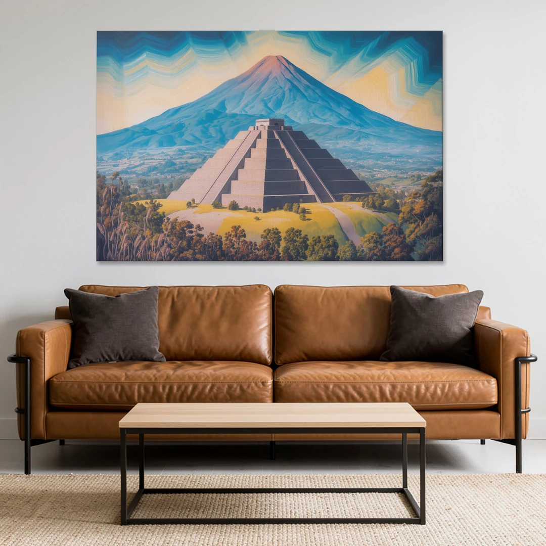 Cholula Pyramid View - Canvas Wall Art - Sofa - 60x40