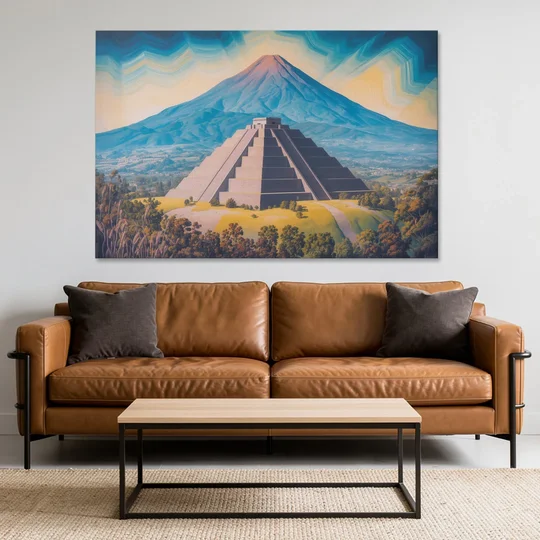 Cholula Pyramid View - Canvas Wall Art - Sofa - 60x40