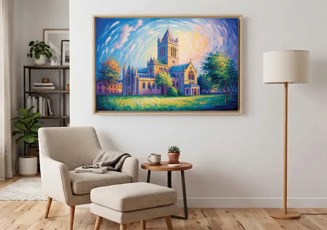 Christ Church Cathedral Majesty canvas wall art above an armchair in a bright living room