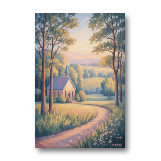 Christian Countryside Chapel - Canvas Wall Art - Front