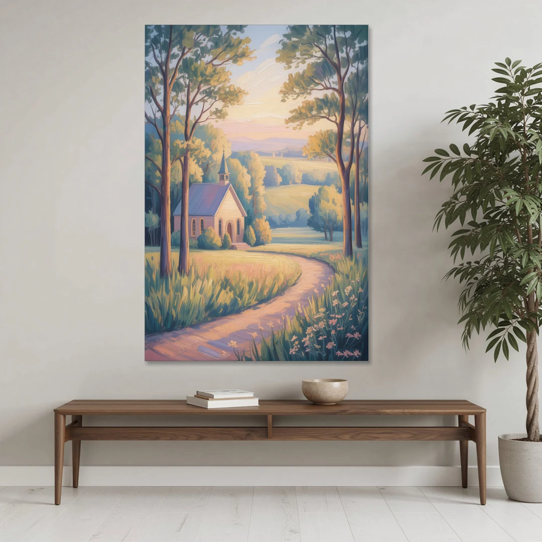 Christian Countryside Chapel - Canvas Wall Art - Coffee Table - 40x60
