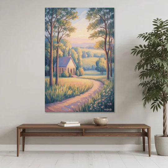 Christian Countryside Chapel - Canvas Wall Art - Coffee Table - 40x60