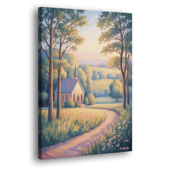 Christian Countryside Chapel - Canvas Wall Art - Side