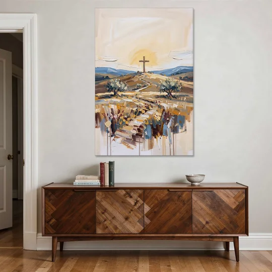 Christian Cross Landscape - Canvas Wall Art - Coffee Table - 40x60