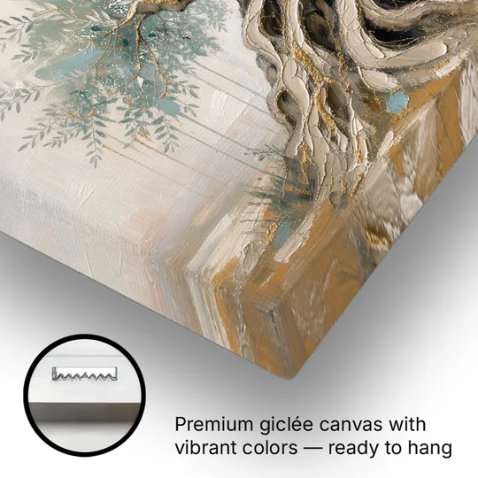 Christian Wall Decor with an Ancient Olive Tree - Canvas Wall Art - Gallery Wrap Corner