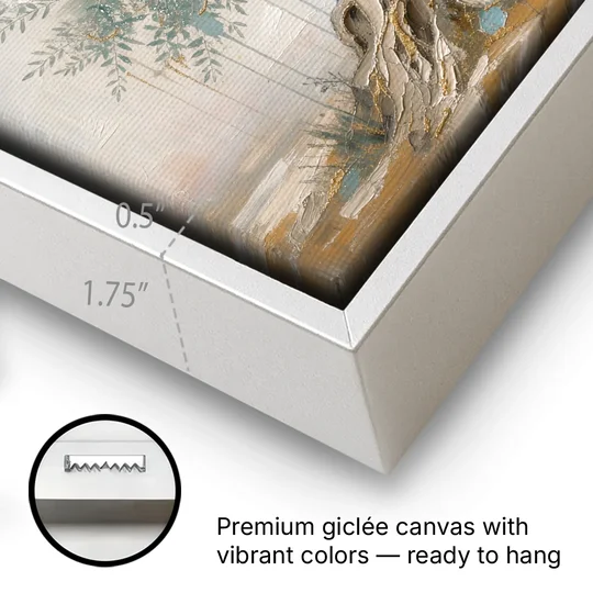 Christian Wall Decor with an Ancient Olive Tree - White Framed Canvas Wall Art - Gallery Wrap Corner