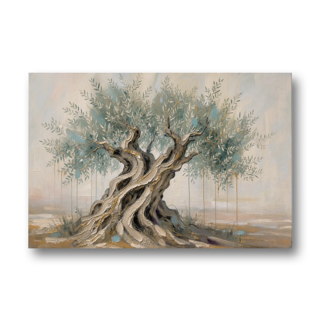 Christian Wall Decor with an Ancient Olive Tree - Canvas Wall Art - Front