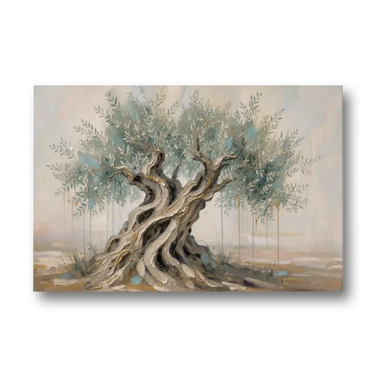 Christian Wall Decor with an Ancient Olive Tree - Canvas Wall Art - Front