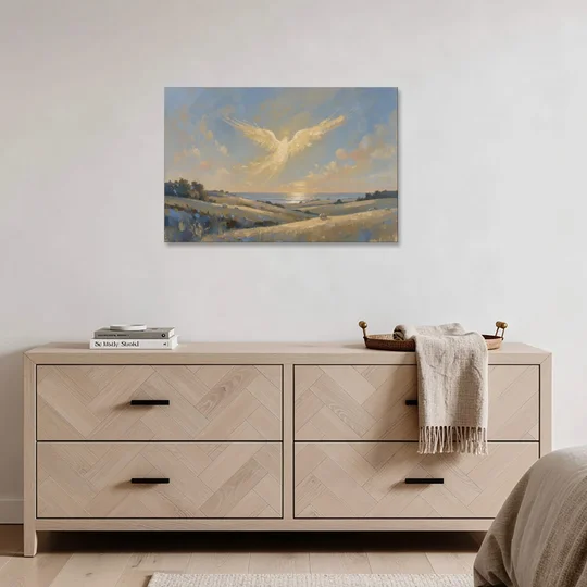 Christmas Angel Painting Over the Pastures - Canvas Wall Art - Coffee Table - 36x24